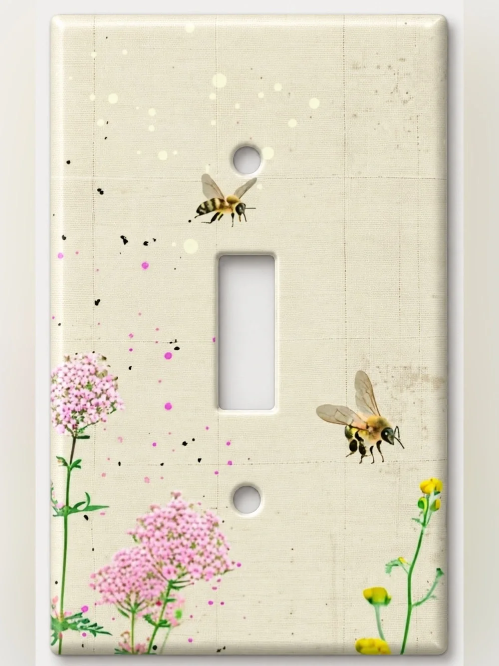 Handmade Honey Bee Wildflower Cottagecore Toggle Light Switch Cover Plate